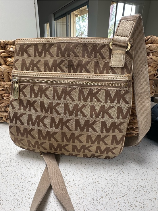 Michael Kors Other - Michael Kors Beige and Brown MK Logo Messenger Bag